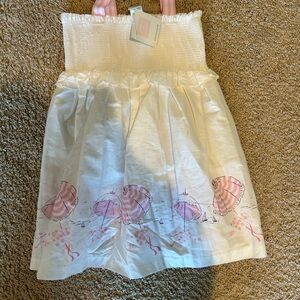 Janie and Jack White Sundress with Pink Beach Umbrella Print